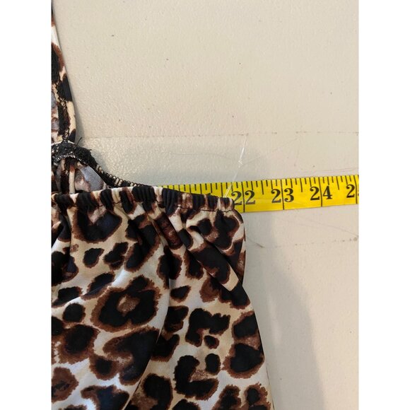 Slimky Brand Leopard Print Sleeveless Ruffle Tunic Dress Poly/Spandex 1X - Picture 7 of 9
